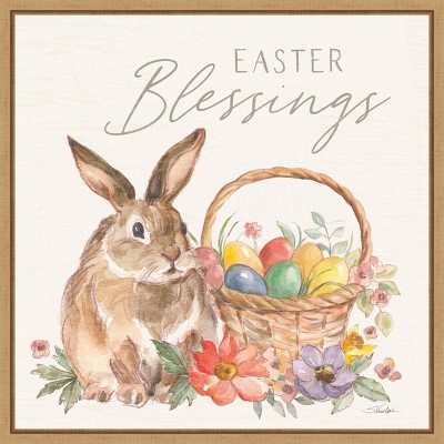 Amanti Art Happy Easter VI Bunny by Silvia Vassileva Canvas Wall Art Print Framed 22 x 22-in.