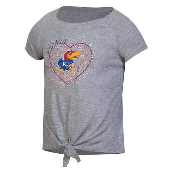 NCAA Kansas Jayhawks Girls' Gray Tie T-Shirt