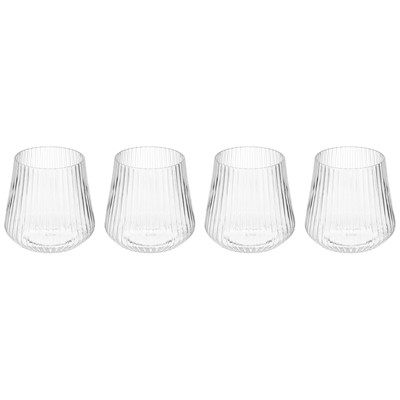 Unique Bargains PET Stemless Lightweight Vertical Grain Wine Glasses Drinkware 14oz 4 Pcs