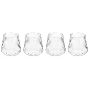 Unique Bargains PET Stemless Lightweight Vertical Grain Wine Glasses Drinkware 14oz 4 Pcs - 1 of 4