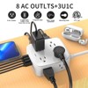Itopfox 6 Ft Surge Protector Power Strip with 8 Outlets & 4 USB Ports, 3 Side Outlet Extender, Flat Plug, Wall Mount, Desk USB Charging Station White - 2 of 4