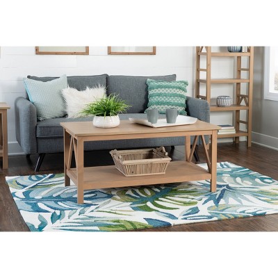 Rustic Driftwood Pine Wood Coffee Table with Storage Shelf