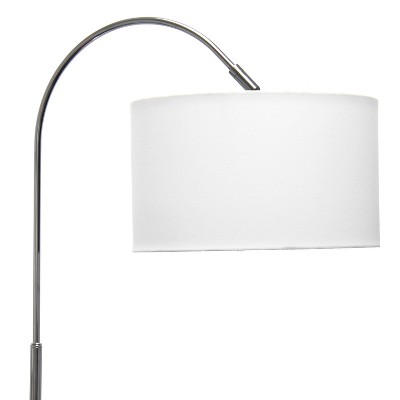 Elegant 66" Arched Brushed Nickel Floor Lamp with White Fabric Shade