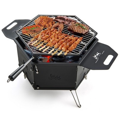 Costway Portable Charcoal Grill Stove With 360° Rotatable Grill ...