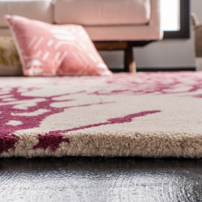 Hand-Tufted Bella Wool 5' Square Area Rug in Beige and Purple