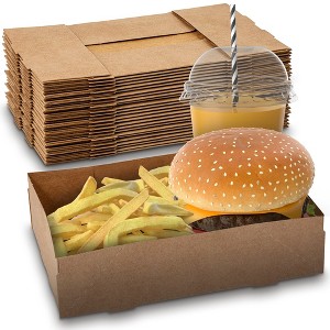 MT Products Brown Rectangular Paperboard Drink and Food Tray for ...