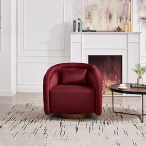 CAVINAS 360° Swivel Accent Chair Pumpkin-Shaped Armchair with 1 Pillow Back,Luxury Teddy Leisure Chair Lounge for Living Room&Bedroom - 1 of 4