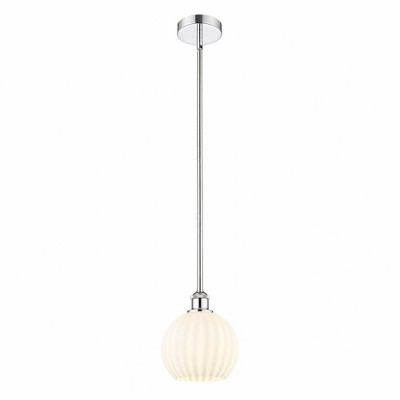 White Venetian - 1 Light Stem Hung Mini Pendant In Modern Style-9.5 Inches Tall and 8 Inches Wide