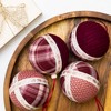 Northlight Plaid and Knitted Christmas Ball Ornaments - 3.5" - Maroon and Ivory - Set of 4 - 3 of 4
