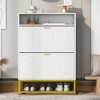 Shoe Storage Cabinet With 2 Flip Drawers, Narrow Shoe Rack Cabinet With Top And Bottom Open Shelf, Anti-tip Device For Hallway Entryway Hallway - 2 of 4