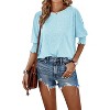 Imily Bela  Women Chic Half Sleeves Top Solid Crewneck Loose Fit Blouse Casual Comfort - 3 of 4