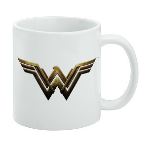 Justice League Movie Wonder Woman Logo Ceramic Coffee Mug, Novelty Gift Mugs for Coffee, Tea and Hot Drinks, 11oz, White - 1 of 4