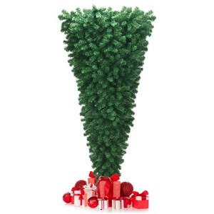 Tangkula 7ft Upside Down Christmas Tree Artificial Green Inverted PVC Tree with Metal Stand - 1 of 4