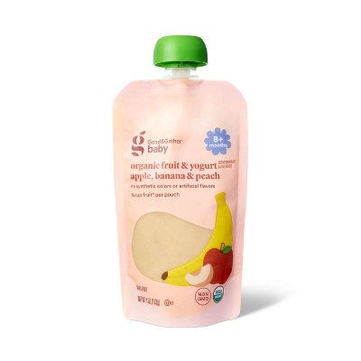 Organic Apple Banana Peach Yogurt Baby Food Pouch - 4oz - Good & Gather™