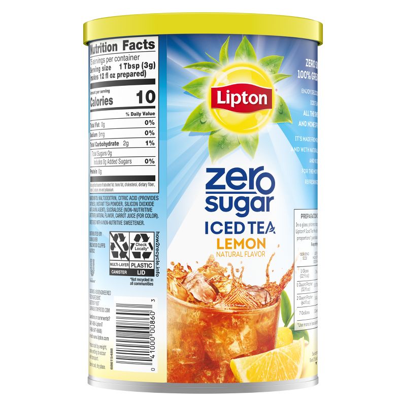 Lipton Zero Sugar Lemon Iced Tea Mix - 8.1oz, 3 of 8