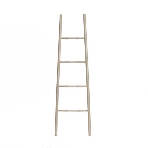 LuxenHome Rustic Birch Wood 4-Rung Blanket Ladder Brown - 1 of 4