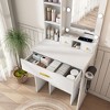 Okak Vanity Desk with Power Outlet and Hairdryer Holder, Makeup Vanity with Mirror and Cushion Stool, Dressing Table for Small Bedrooms - 2 of 4