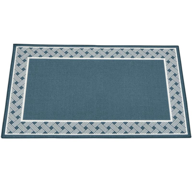Collections Etc Two-Tone Basket Weave Border Tufted Accent Rug, 1 of 5