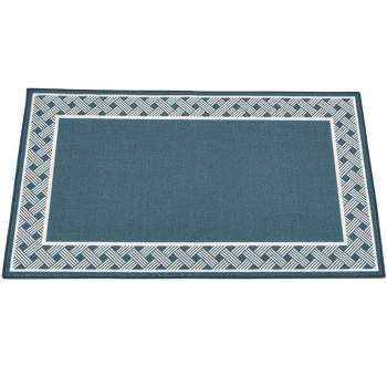 Collections Etc Two-Tone Basket Weave Border Tufted Accent Rug