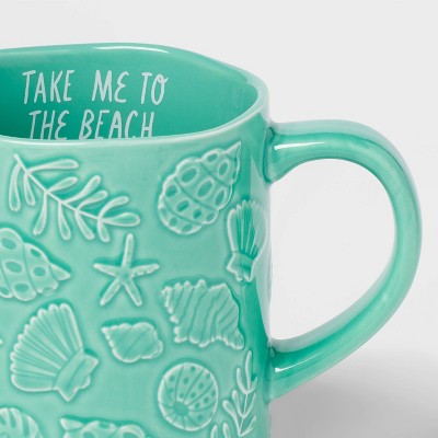 16oz Stoneware &#39;Take Me To The Beach&#39; Mug Teal Green - Opalhouse&#8482;_1