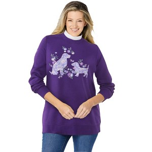 Woman Within Women's Plus Size Layered-Look Sweatshirt - 1 of 4