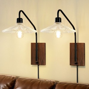 kaisite Modern Gold Glass Wall Sconce for Bedroom, Elegant Accent Light for Living Room - 1 of 4