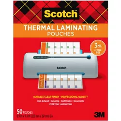 Scotch Thermal Laminating Pouch, 8-9/10 x 11-2/5 Inches, 3 mil Thick, pk of 50