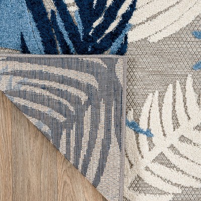 World Rug Gallery Tropical Floral Modern Indoor/Outdoor Area Rug - Navy 7'10" x 10'