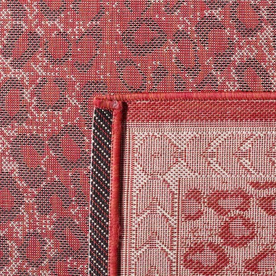 Red and Beige Leopard Print Indoor/Outdoor Area Rug