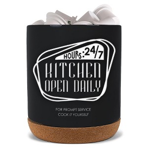 Elanze Designs Open Daily Black X-Large Cork Bottom, Kitchen Counter, Ceramic Stoneware, Coffee, Tea and Hot Chocolate, Machine Brewing, K Capsule Pod - 1 of 4