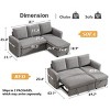 Vipbear 2 in 1 Pull Out Couch with Reversible Storage Chaise Gray 81" Sectional Sleeper Sofa Bed L-Shaped Couch with Side Pockets,Tool-Free Assembly - 2 of 4