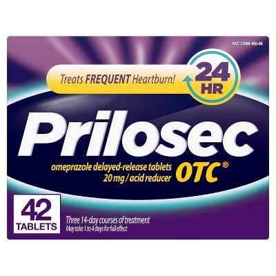 Prilosec OTC Omeprazole 20mg Delayed-Release Acid Reducer for Frequent Heartburn Tablets - 42ct