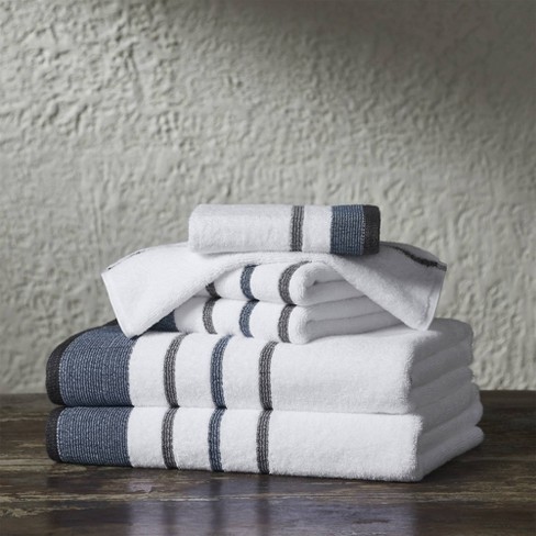 6pc Striped Towel Set Moroccan Blue/gray - Isla Jade : Target