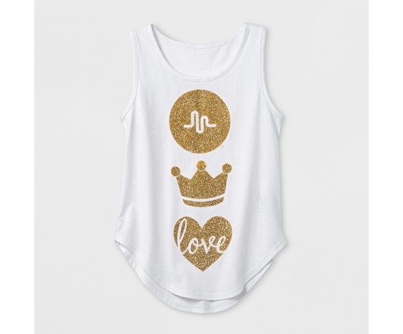 Girls' musical.ly Crown Love Tank Top - White L