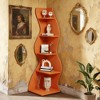 Okak 5 Tier Freestanding Wavy Bookshelf Corner Organizer,Wooden Display Bookcase Open Storage Rack for Home Office,Study - 2 of 4