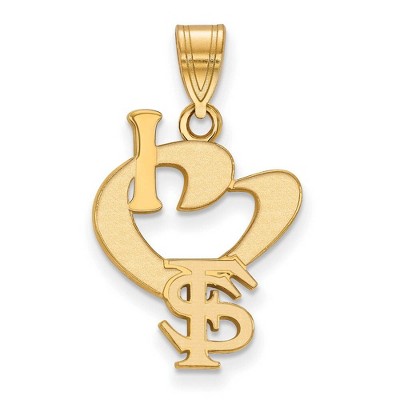 Black Bow Jewelry 14k Yellow Gold Plated Sterling Silver Florida State Seminoles NCAA Large Pendant