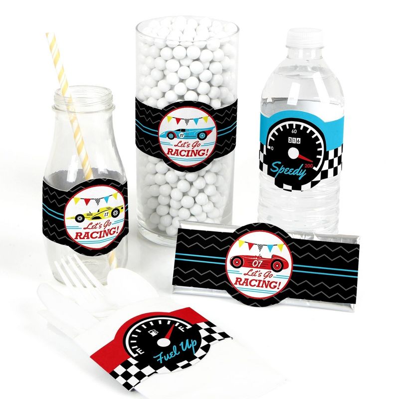 Big Dot of Happiness Let's Go Racing - Racecar - DIY Party Supplies - Race Car Birthday Party or Baby Shower DIY Wrapper Favors & Decor - Set of 15, 1 of 6