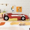 NicBex Twin Size Race Car-Shaped Platform Bed Frame with Wheels,Solid Wood Slats Support,No Box Spring Needed,Easy Assembly,Red - 2 of 4