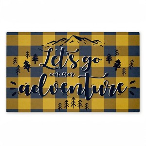 Stupell Industries Let's Go Adventure Yellow Plaid Printed Outdoor Door Mat, design by Angela Nickeas, 18"x30" - 1 of 4