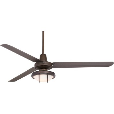 60" Casa Vieja Modern Indoor Outdoor Ceiling Fan with Light LED Remote Oil Rubbed Bronze Frosted White Glass Damp Rated Patio Porch