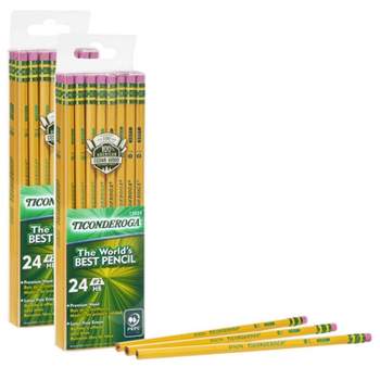 Ticonderoga® Pencils, #2 Soft, Yellow, Unsharpened, 24 Per Pack, 2 Packs