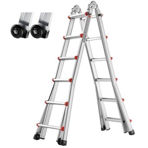 VEVOR Telescoping Ladder A Frame, 20.5 FT Compact Aluminum Extension Ladder,Multi-Function Portable Collapsible RV Ladder, Telescopic Ladder, Silver - 1 of 4