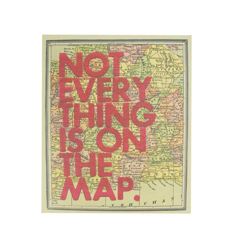 Ganz 12" Inspirational Quote "Not Every Thing Is On The Map" Colorful Framed Atlas Map Hanging Wall Art, 1 of 2