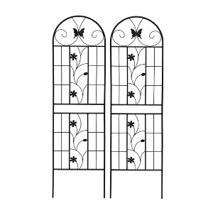 Lirago Black 2 pieces Weatherproof Multi-functional Outdoor Screen-Laser-Cut Galvanized Steel Panel 70.86"H * 19.68"W * 0.51"D - 1 of 4