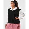 Agnes Orinda Women's Plus Size Fashion V Neck Cable Knit Sleeveless Pullover Casual Sweater Vests - 4 of 4