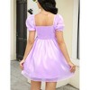 Clearlove Women's Puff Short Sleeve Mesh Dress Square Neck Summer A Line Dresses - 4 of 4
