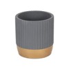 Cheung's Aurone Round Ridged Ceramic Pot with Gold Finished Base - Large - Gray - 3 of 4