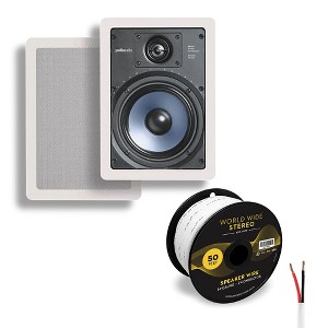 Polk Audio RC65i 6.5" In-Wall 2 Way Speaker Pair with 14 Gauge Speaker Wire - 50 Feet - 1 of 4