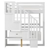 PAGED Twin Size Loft Bed Wooden Bed Frame with 2 Drawers, 2 Shelves, Wardrobes and Storage Stairs for Bedroom - 3 of 4