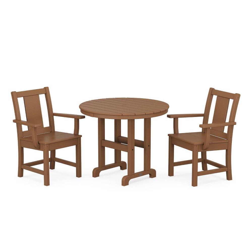 Photos - Dining Table POLYWOOD 3pc Prairie Farmhouse Outdoor Patio Dining Set Teak: All-Weather, Rust-Resistant, 20-Year Warranty